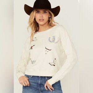 NWT Pendleton Western French Terry Pullover Cream XL